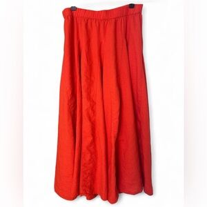 Women’s Red Pull-On A-Line Midi/Maxi Skirt -Universal Thread Large -Linen Rayon
